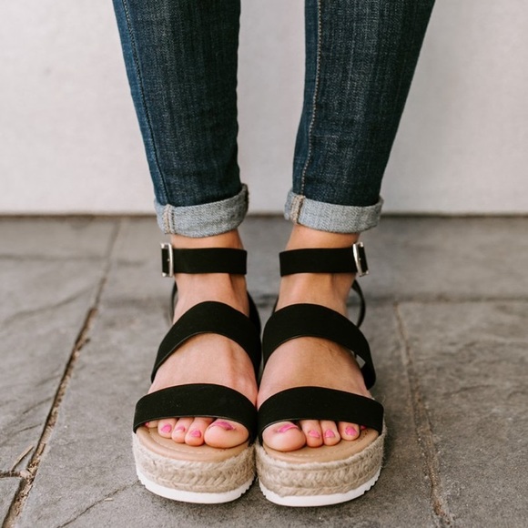 Black strappy Bryce open top espadrille sandal - Picture 3 of 7